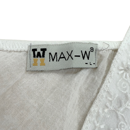 Max-W White Beaded Linen Mesh Cami