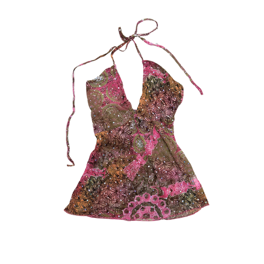 Nuzy Ware Multicolor Patchwork Halter Top