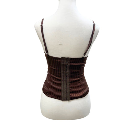 F&2 Brown Striped Bustier Corset Cami