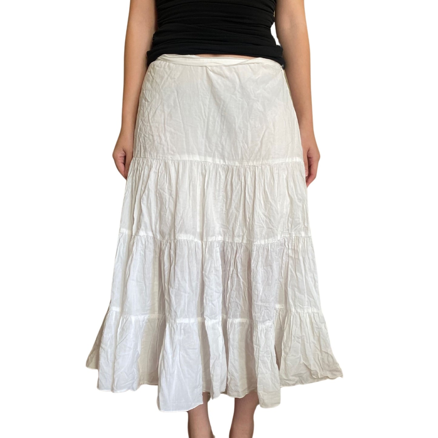 Vintage 2000s Y2k Kim & Cami White Midi Skirt