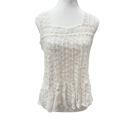 Pretty Angel White Sequin Mesh Top