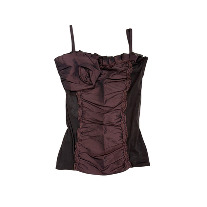 Rinascimento Brown Mesh Cami