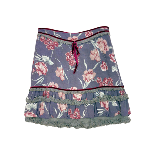 Le Full Mauve Floral Midi Skirt