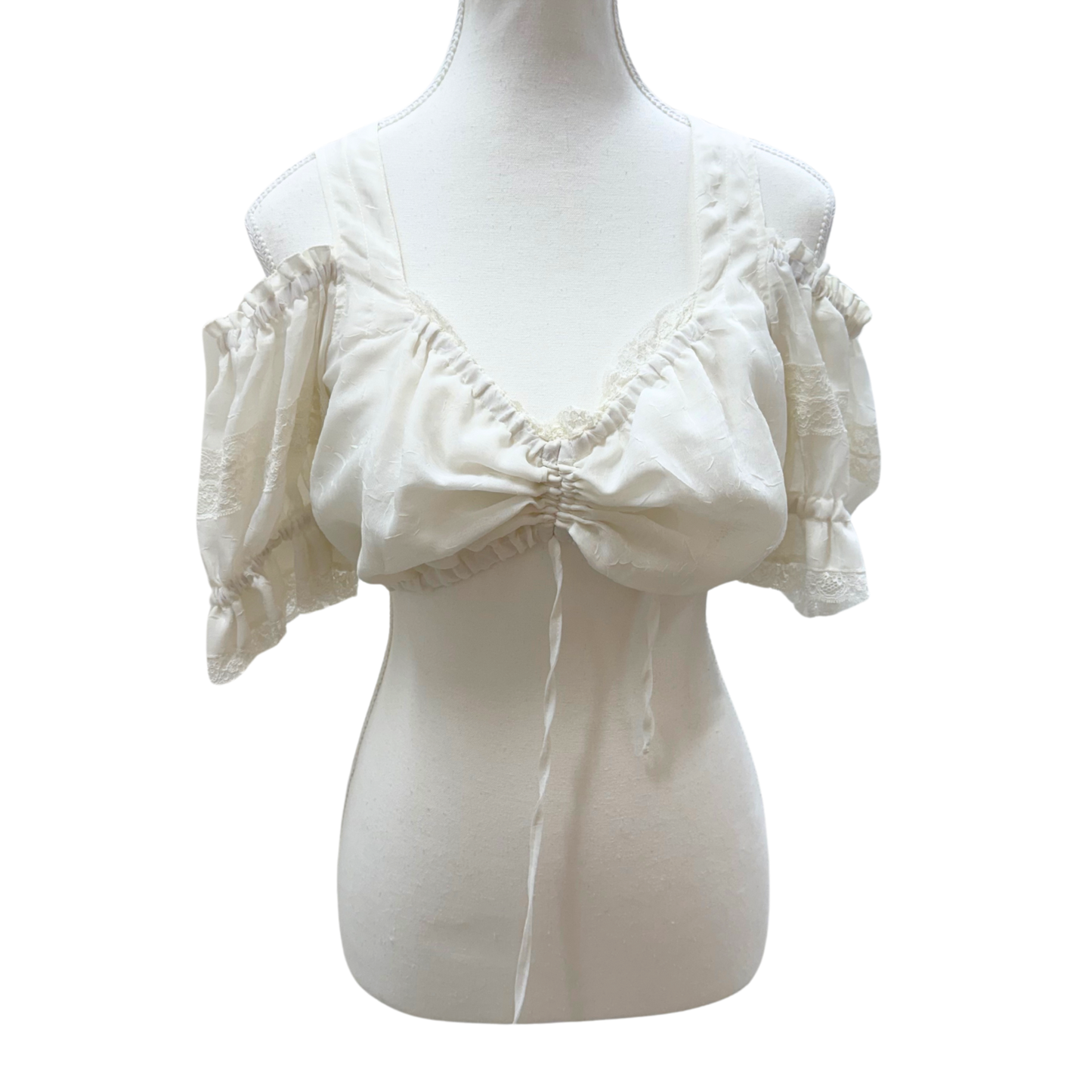 Landhaus White Puff Sleeve Cropped Top