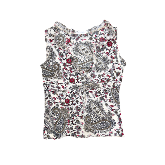 Da Li Peng Cream Floral Paisley Top