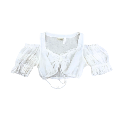 Landhaus White Puff Sleeve Cropped Top
