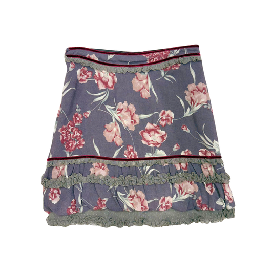 Le Full Mauve Floral Midi Skirt