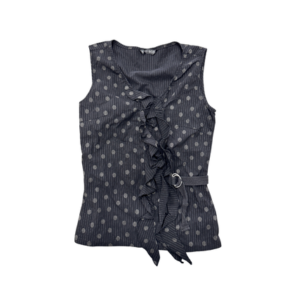 TO-KO Black Polka Dot Pinstriped Tank Top