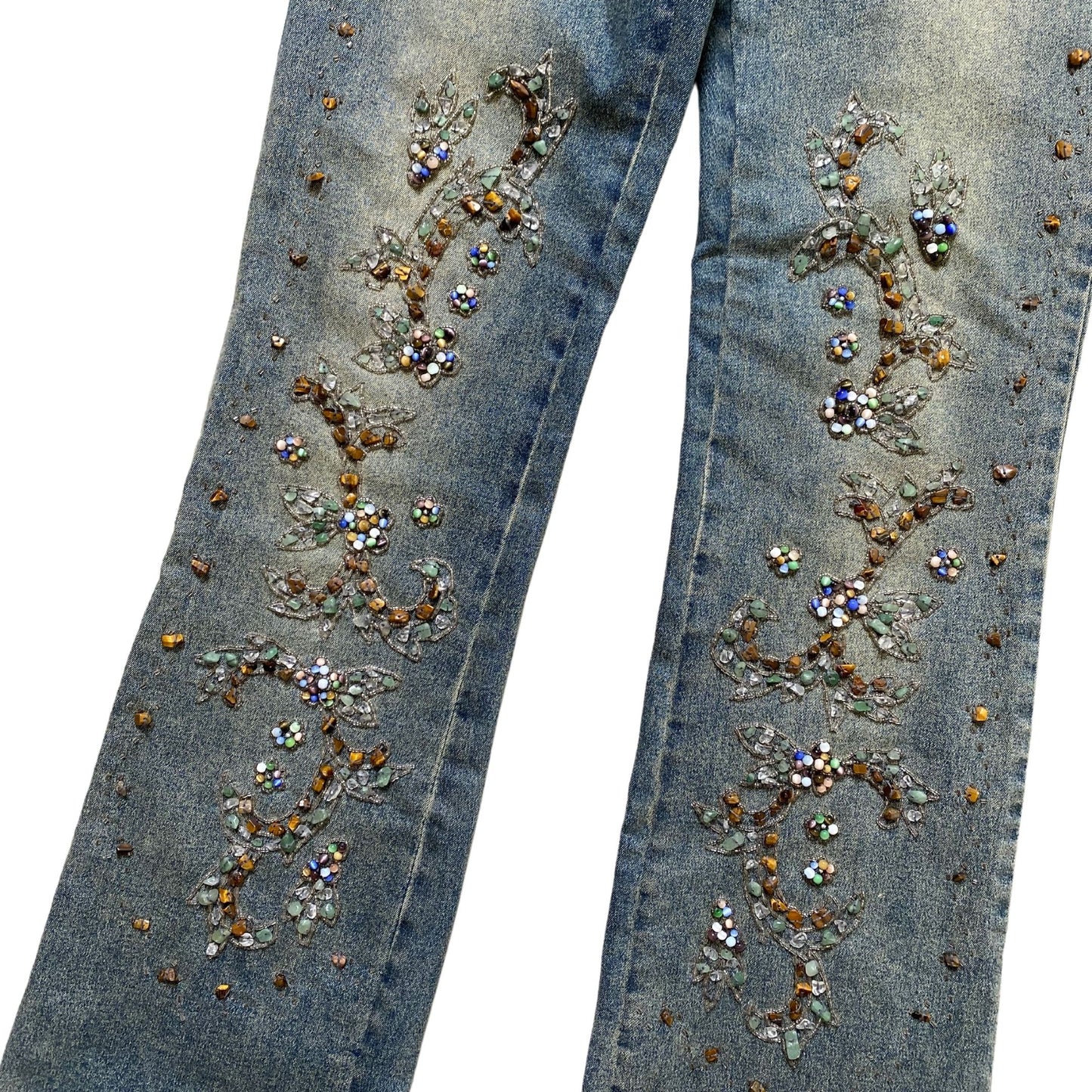 Vintage 2000s Y2k Meng Yi Beaded Boot Cut Jeans