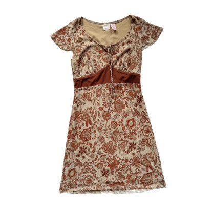 Vintage 2000s Y2k Xhilaration Brown Paisley Midi Dress