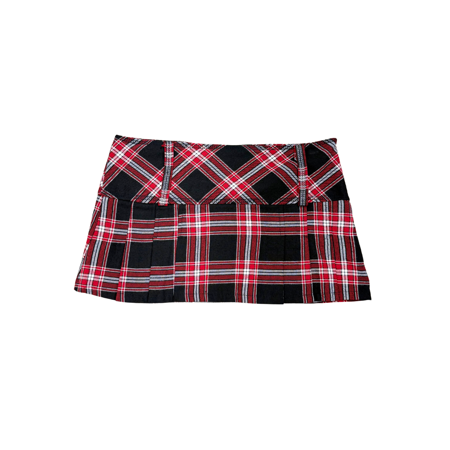 Bloom Red Black Plaid Mini Skirt