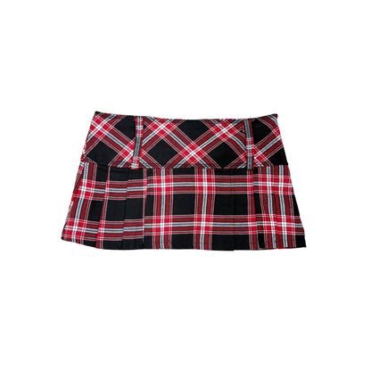 Bloom Red Black Plaid Mini Skirt