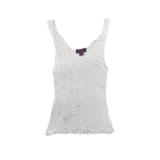 CKM White Beaded Tank Top