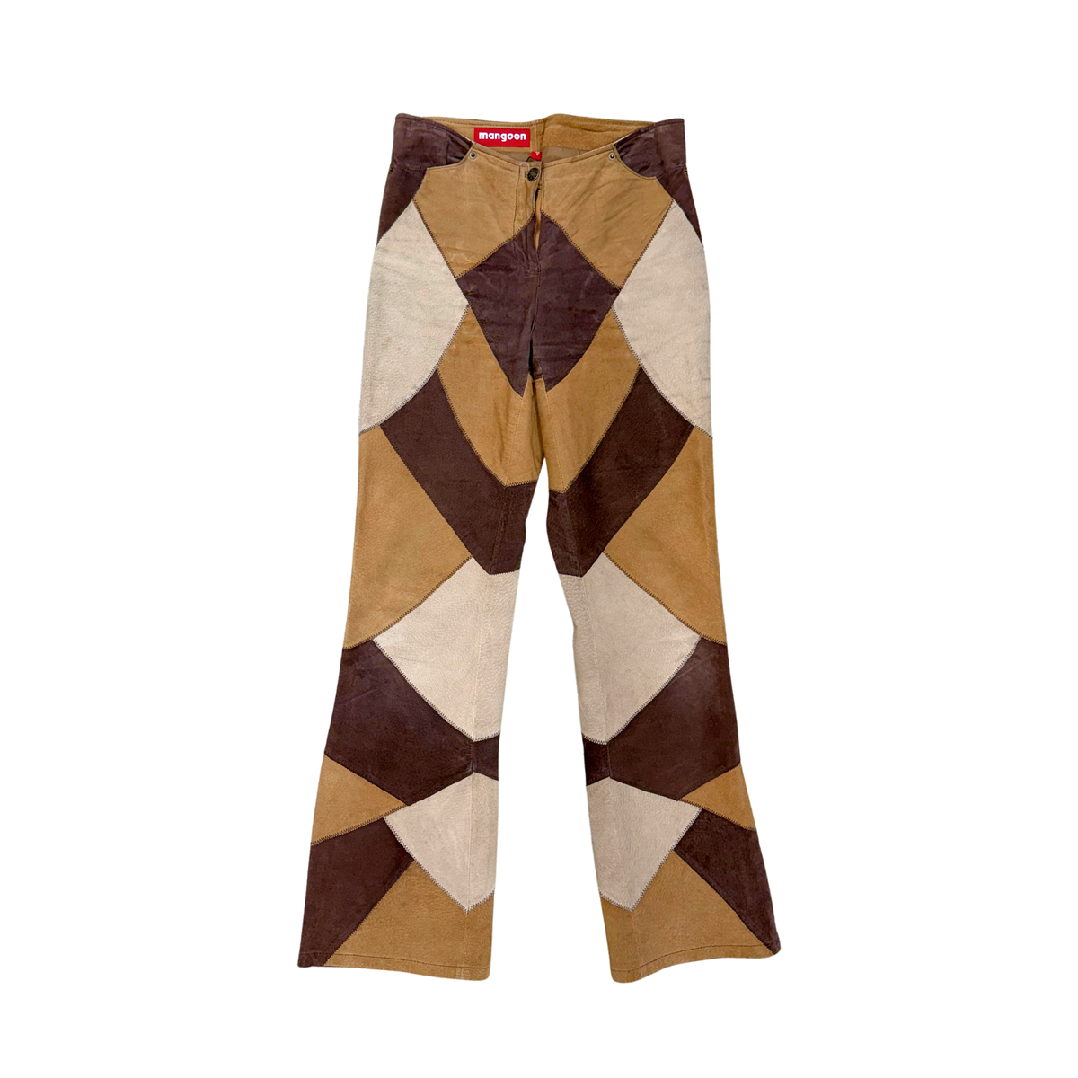 Mangoon Brown Leather Patchwork Pant