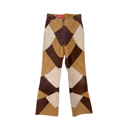 Mangoon Brown Leather Patchwork Pant