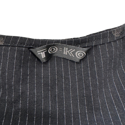 TO-KO Black Polka Dot Pinstriped Tank Top