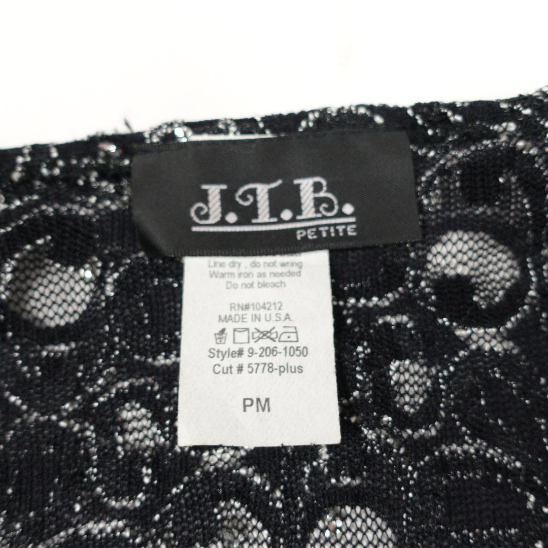 Y2k J. T. B. Black and White Sequin Lace Party Top