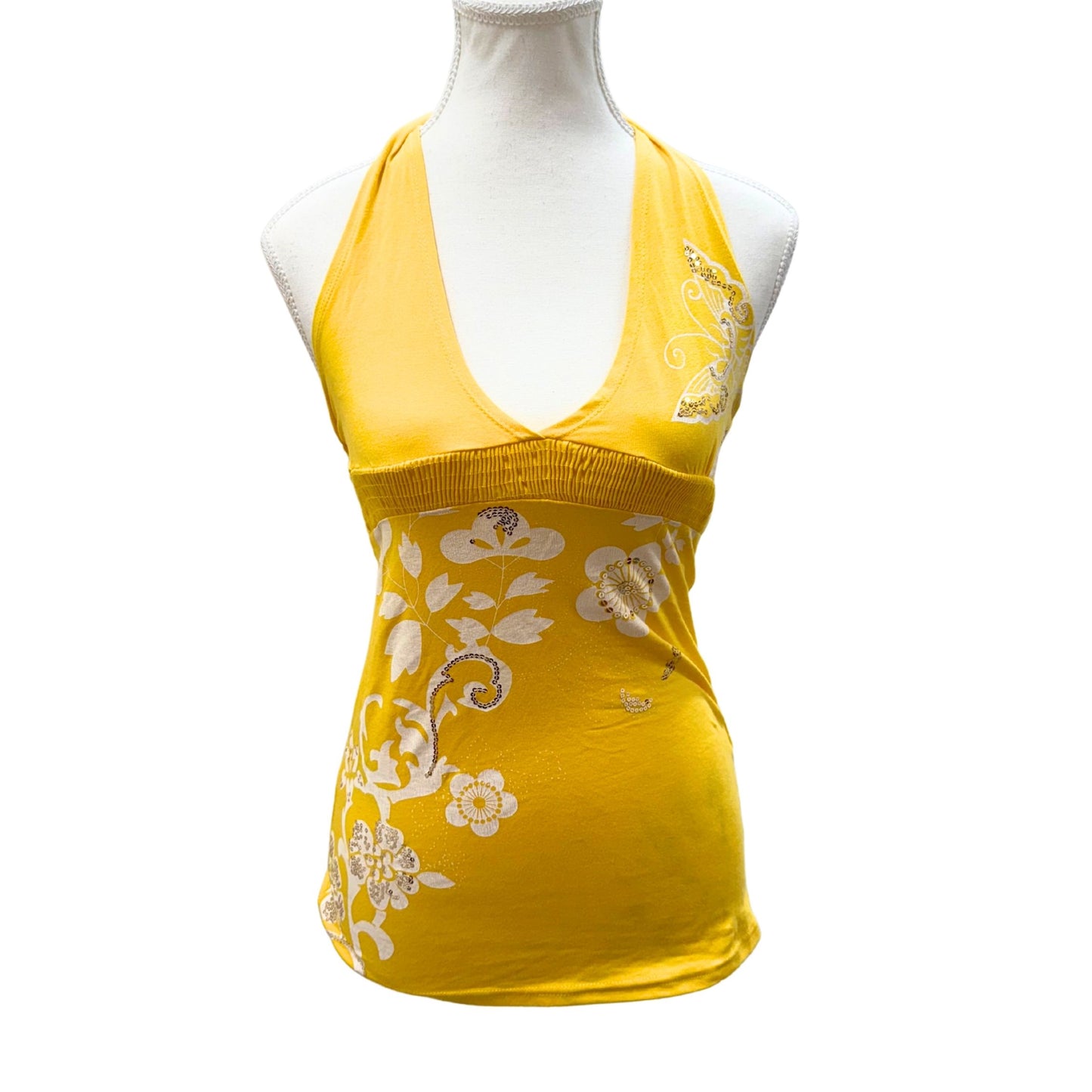 Yellow Floral Halter Top