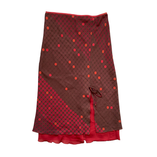 Vintage 2000s Y2k Studio Soleil Red Polka Dot Midi Skirt