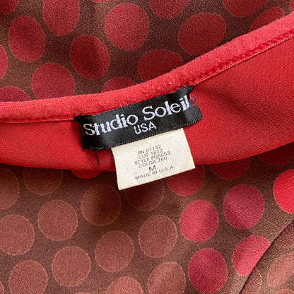 Vintage 2000s Y2k Studio Soleil Red Polka Dot Midi Skirt
