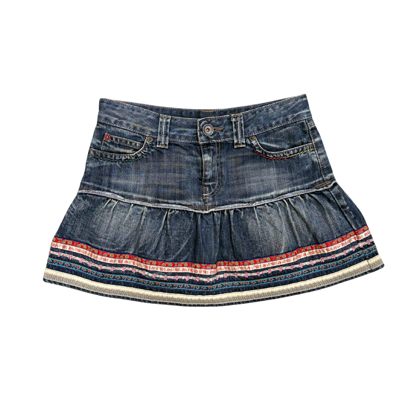 United Colors of Benetton Denim Tiered Mini Skirt