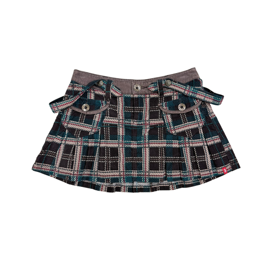 Edc Brown Plaid Mini Skirt