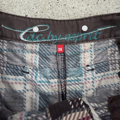 Edc Brown Plaid Mini Skirt
