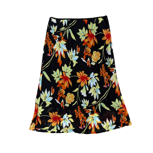 Outfit Black Floral Midi Skirt