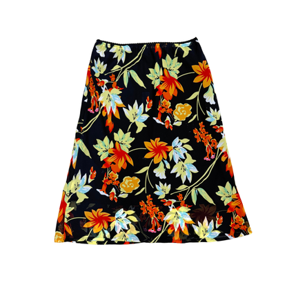 Outfit Black Floral Midi Skirt