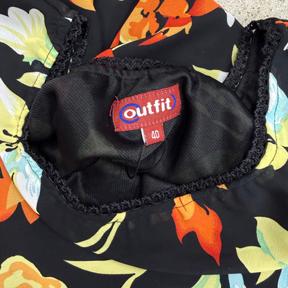 Outfit Black Floral Midi Skirt