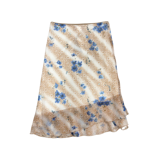 Exact Change Beige Floral Midi Skirt
