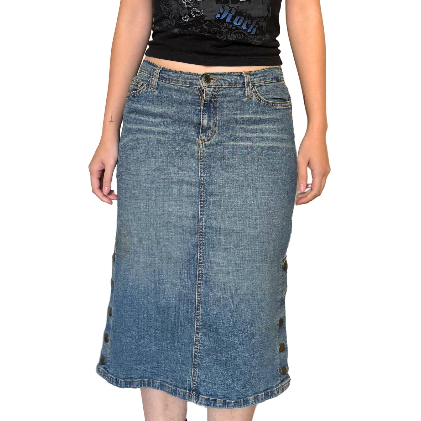 Vintage 2000s Y2k Windsor Denim Midi Skirt