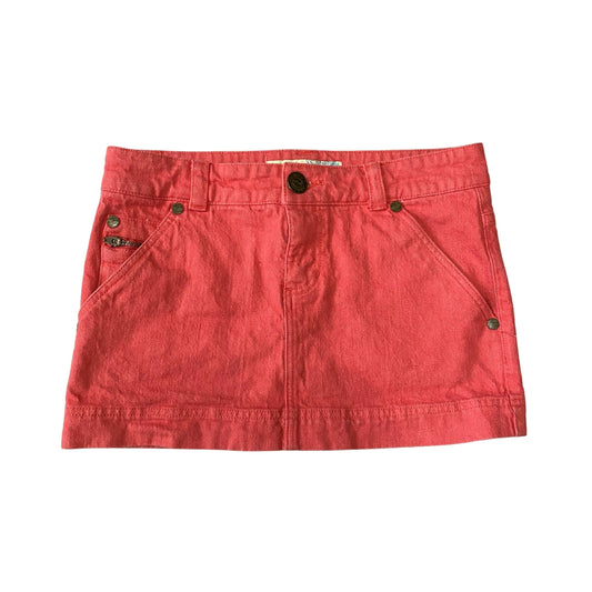 Vintage 2000s Y2k Split Red Denim Mini Skirt
