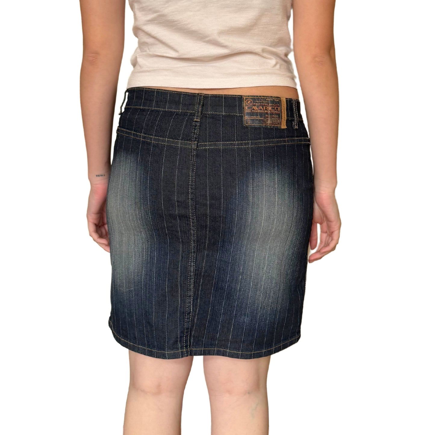 Vintage 2000s Y2k Z. Cavaricci Dark Washed Denim Midi Skirt