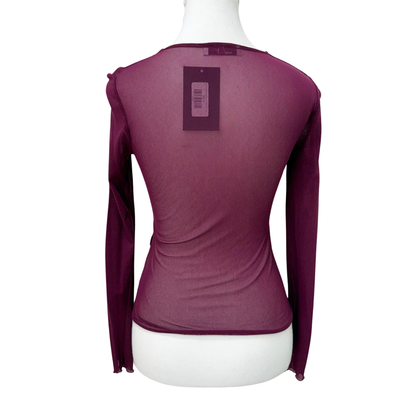 Rossana Poli Purple Sequin Mesh Long Sleeve Top