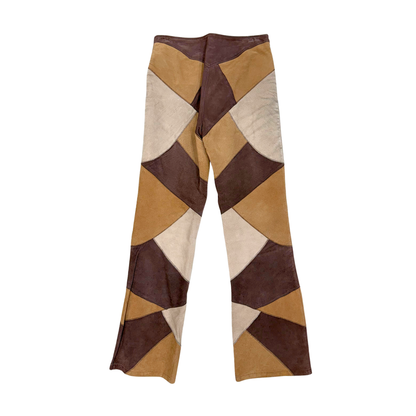 Mangoon Brown Leather Patchwork Pant