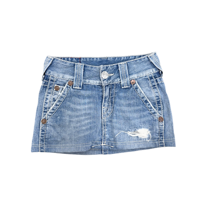 True Religion Light Washed Denim Mini Skirt