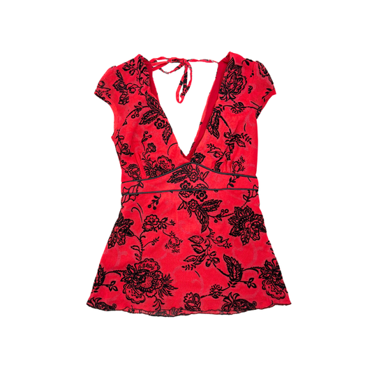 Jane Norman Red Floral Top