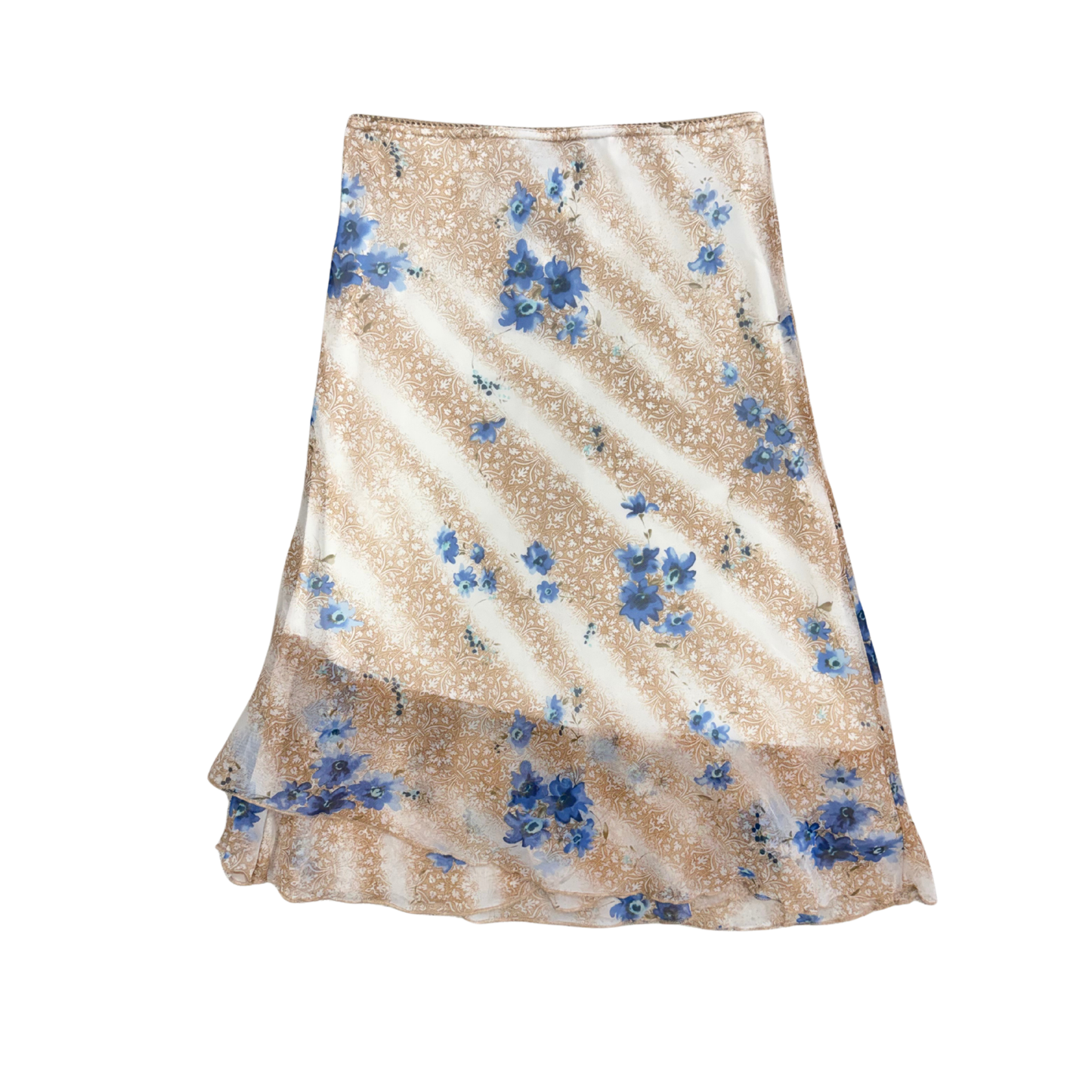 Exact Change Beige Floral Midi Skirt