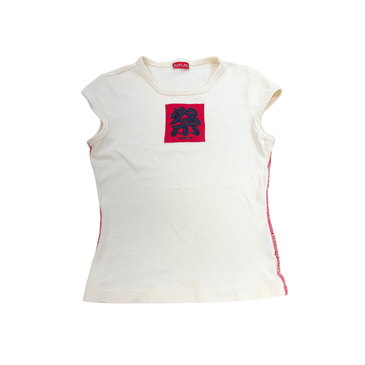 Replay Cream Graphic Tee