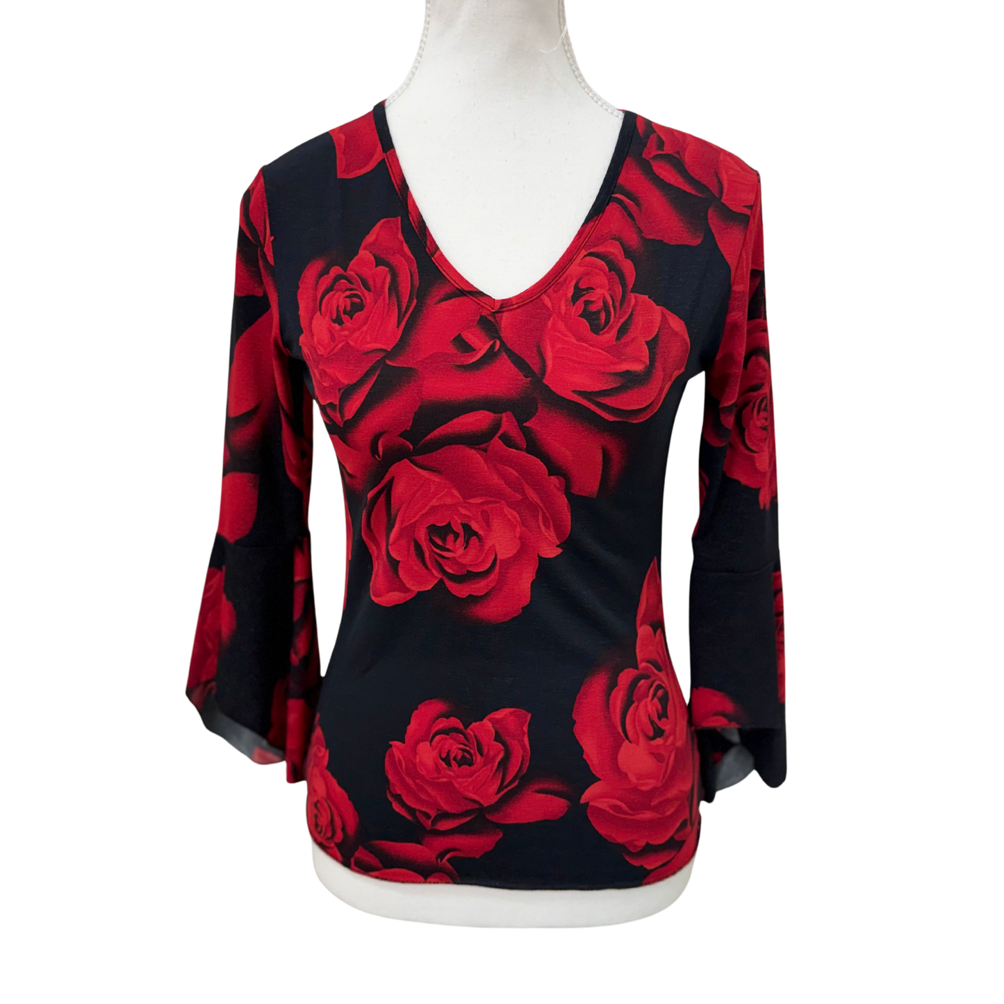 Orsay Red Floral Long Sleeve Top