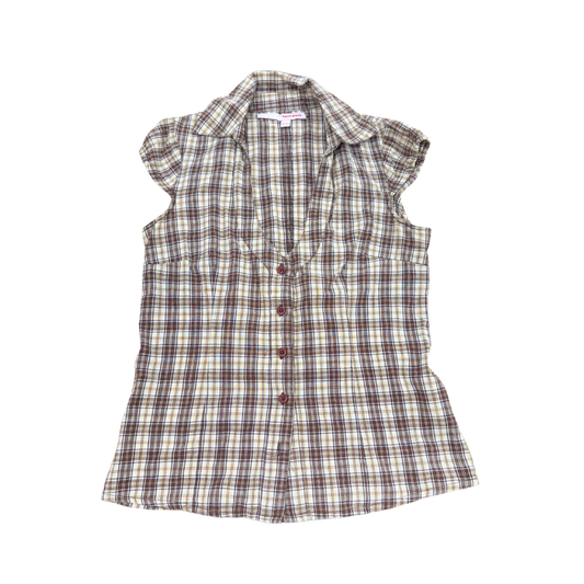 Tally Weijl Brown Yellow Plaid Top