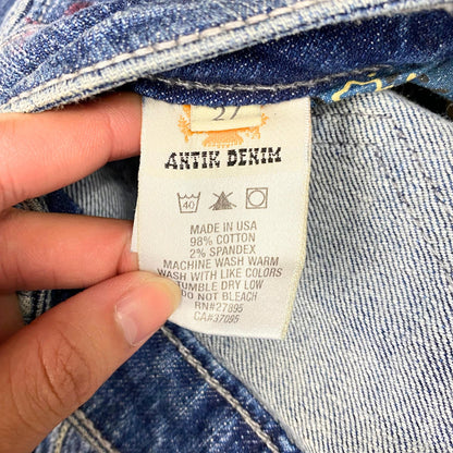 Vintage 2000s Y2k Antik Denim Light Washed White Stitch Boot Cut Jeans