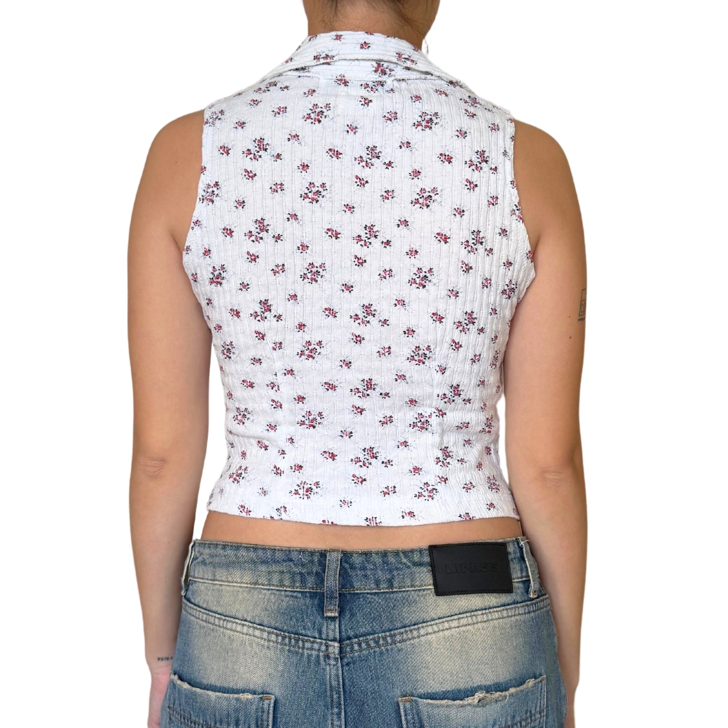 Vintage 2000s Y2k Wet Seal White Floral Vest