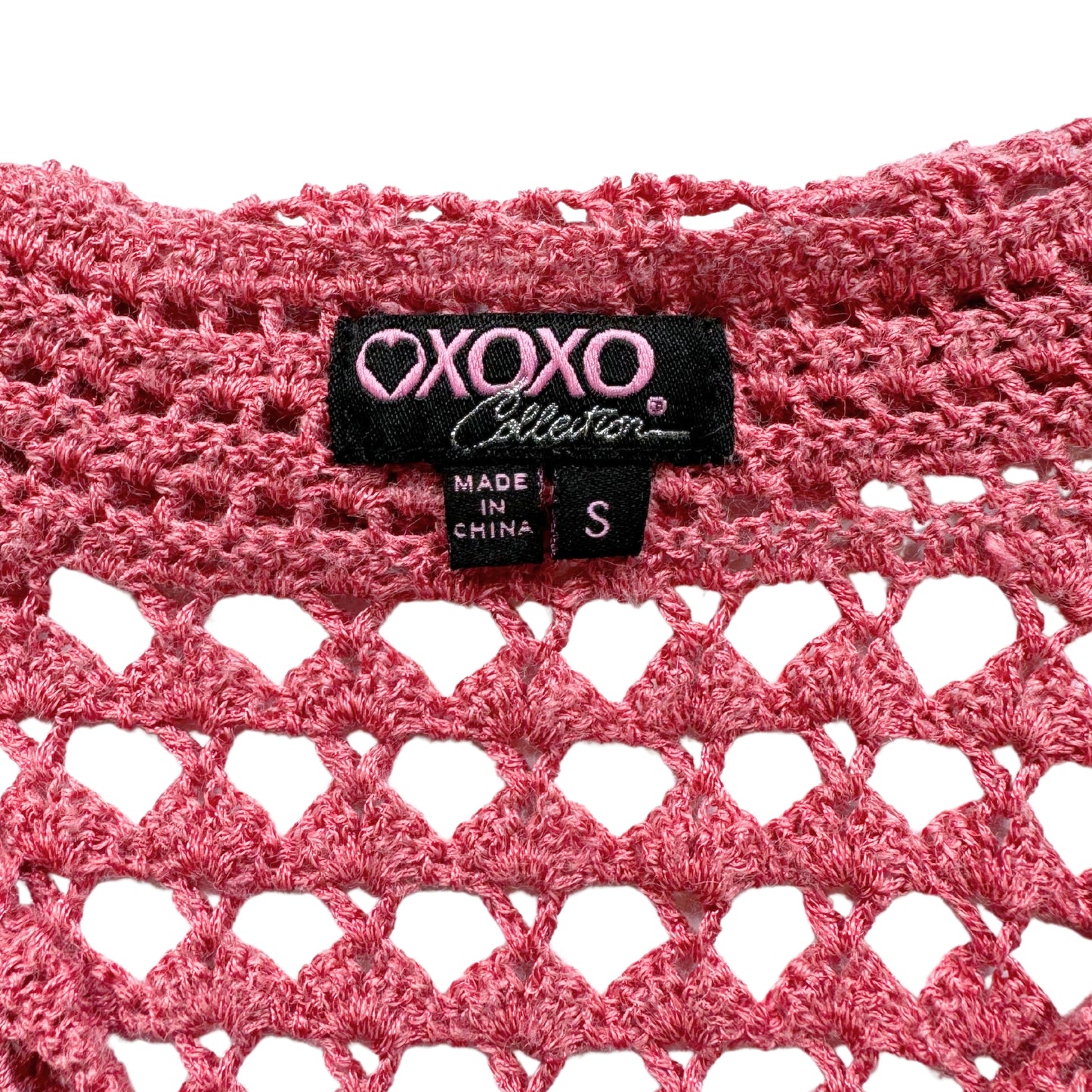 Vintage 2000s Y2k XOXO Pink Crochet Cardigan