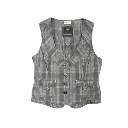 Street One Green Plaid Vest
