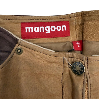 Mangoon Brown Leather Patchwork Pant