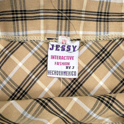 Jessy Beige Plaid Midi Skirt