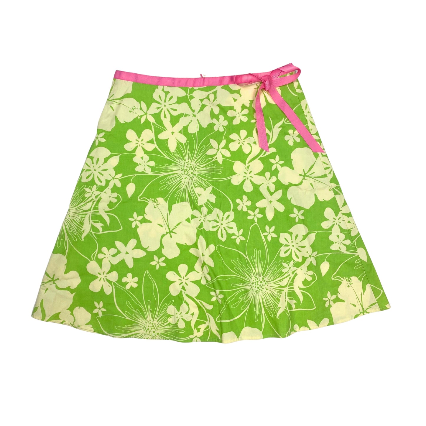 Vintage 2000s Y2k Delias Green Floral Midi Skirt