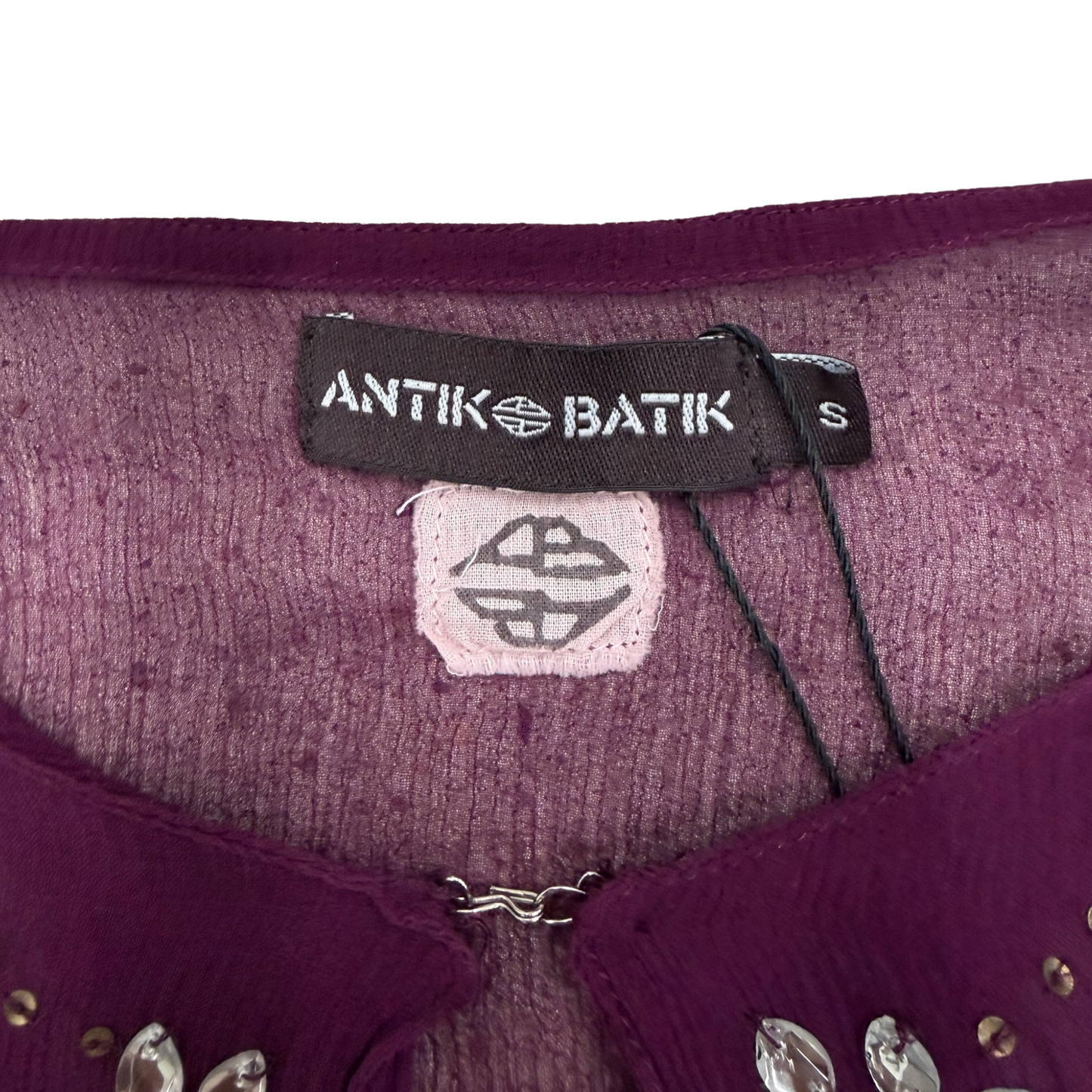 Antik Batik Purple Beaded Mesh Top
